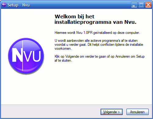 Nvu installatie 1